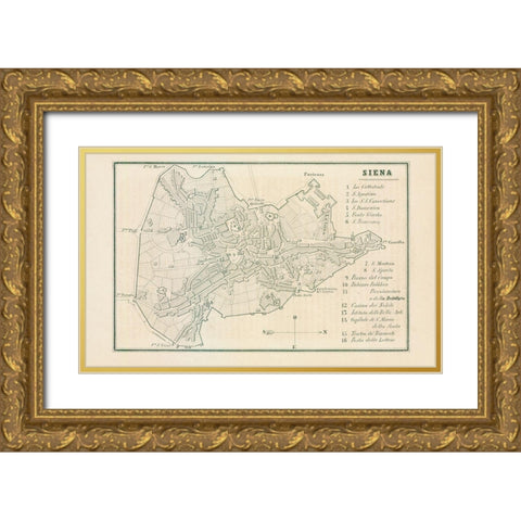 Siena Italy - Castro 1870  Gold Ornate Wood Framed Art Print with Double Matting by Castro