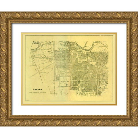 Torino Italy - Muggiani 1865  Gold Ornate Wood Framed Art Print with Double Matting by Muggiani