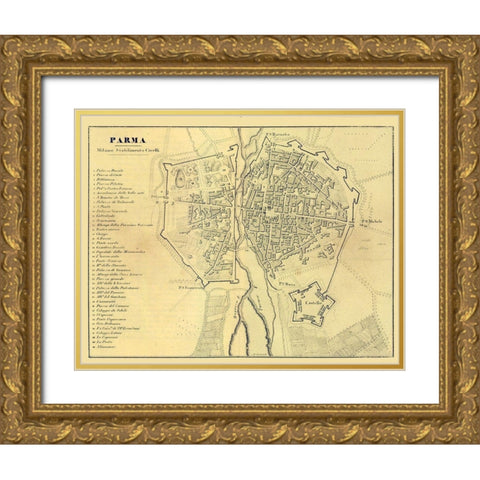 Parma Italy - Muggiani 1865  Gold Ornate Wood Framed Art Print with Double Matting by Muggiani