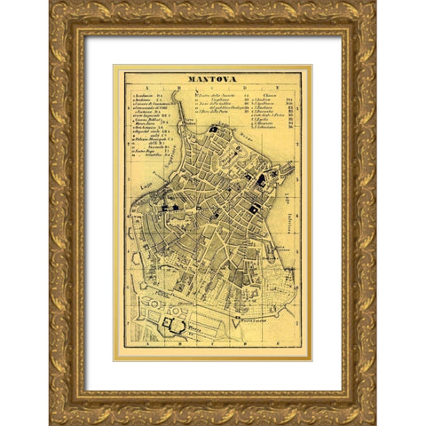 Mantova Italy - Muggiani 1865  Gold Ornate Wood Framed Art Print with Double Matting by Muggiani