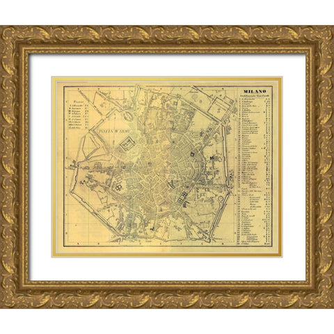 Milano Italy - Muggiani 1865  Gold Ornate Wood Framed Art Print with Double Matting by Muggiani