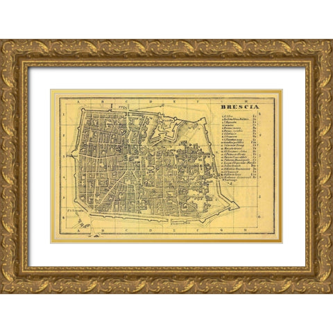 Brescia Italy - Muggiani 1865  Gold Ornate Wood Framed Art Print with Double Matting by Muggiani