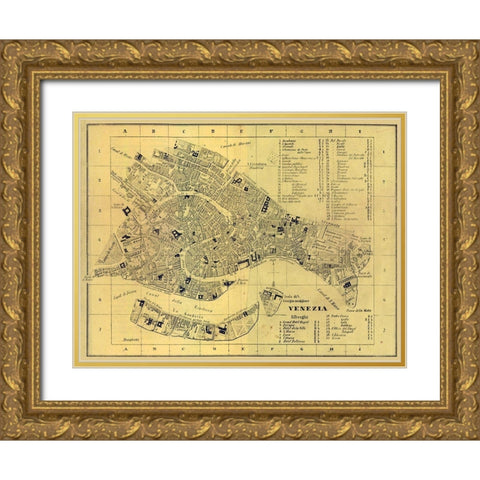 Venezia Italy - Castro 1870  Gold Ornate Wood Framed Art Print with Double Matting by Castro