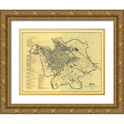Roma Italy - Castro 1870  Gold Ornate Wood Framed Art Print with Double Matting by Castro