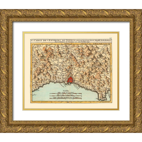 Genoa Environs Italy - Robert 1748  Gold Ornate Wood Framed Art Print with Double Matting by Robert