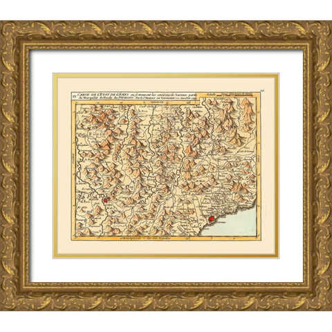 Savona Environs Italy - Robert 1748  Gold Ornate Wood Framed Art Print with Double Matting by Robert