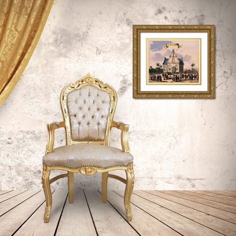 Jakarta Indonesia Picture Asia - Nieuhoff 1682 Gold Ornate Wood Framed Art Print with Double Matting by Nieuhoff