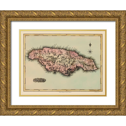 Caribbean Jamaica - Lucas 1823 Gold Ornate Wood Framed Art Print with Double Matting by Lucas