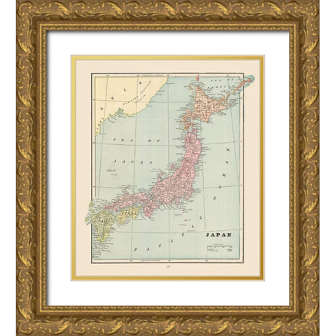 Japan - Cram 1892 Gold Ornate Wood Framed Art Print with Double Matting by Cram