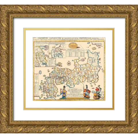 Japanese Empire Japan - Schevchzer 1825 Gold Ornate Wood Framed Art Print with Double Matting by Schevchzer
