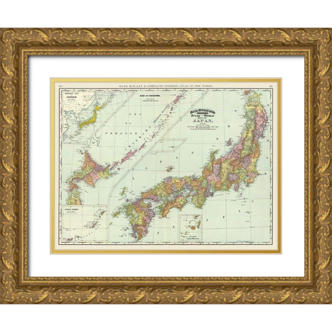 Japan - Rand McNally 1897 Gold Ornate Wood Framed Art Print with Double Matting by Rand McNally