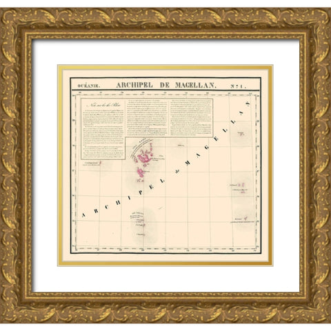 Archipel de Magellan Japan - Vandermaelen 1827 Gold Ornate Wood Framed Art Print with Double Matting by Vandermaelen