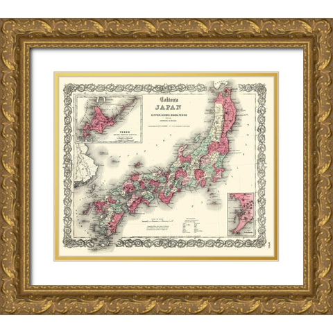 Japan - Colton 1855 Gold Ornate Wood Framed Art Print with Double Matting by Colton