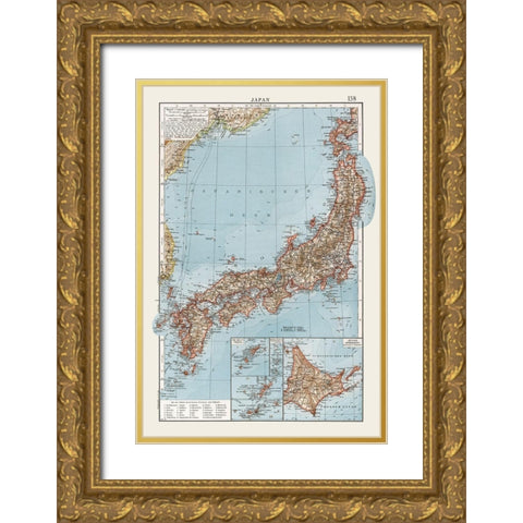 Hokkaido Japan - Andree 1905 Gold Ornate Wood Framed Art Print with Double Matting by Andree