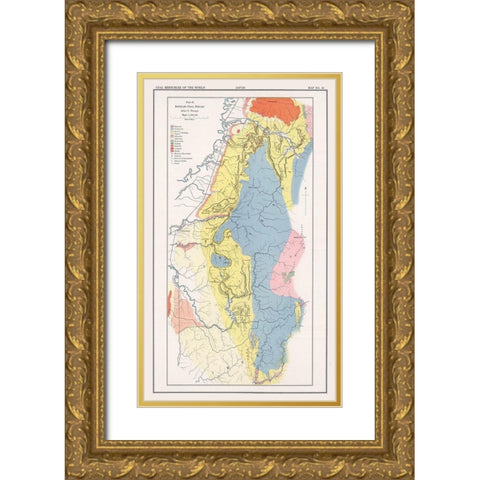 Ishikari Coal Fields Japan - Oinouye 1913 Gold Ornate Wood Framed Art Print with Double Matting by Oinouye