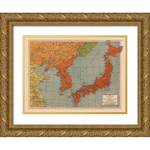 Japan - Clement 1943 Gold Ornate Wood Framed Art Print with Double Matting by Clement