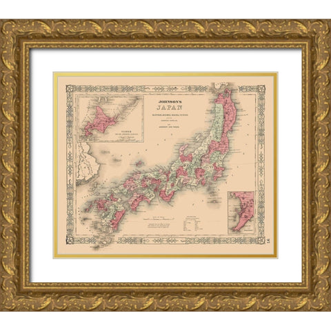 Japan - Johnson 1864 Gold Ornate Wood Framed Art Print with Double Matting by Johnson