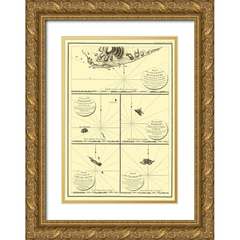 Islands Japan - Boussole 1787 Gold Ornate Wood Framed Art Print with Double Matting by Boussole