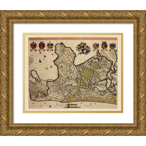 Kennemerland West Friesland Netherlands - Dou 1682 Gold Ornate Wood Framed Art Print with Double Matting by Dou