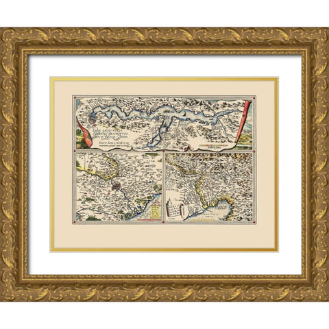 Lake Como Regions Upper Adriatic Italy Gold Ornate Wood Framed Art Print with Double Matting by Ortelius
