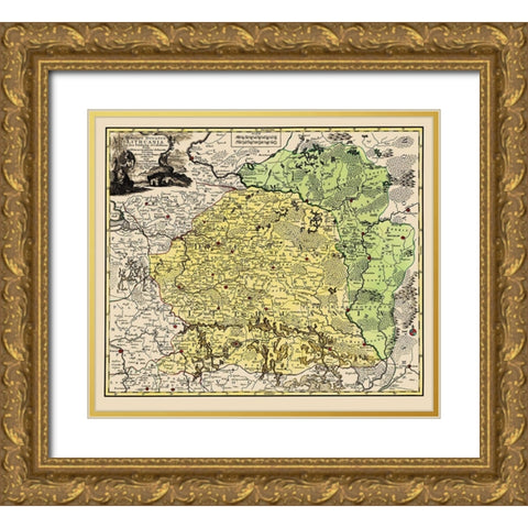 Eastern Europe Lithuania Magnus Ducatus Gold Ornate Wood Framed Art Print with Double Matting by Ottens