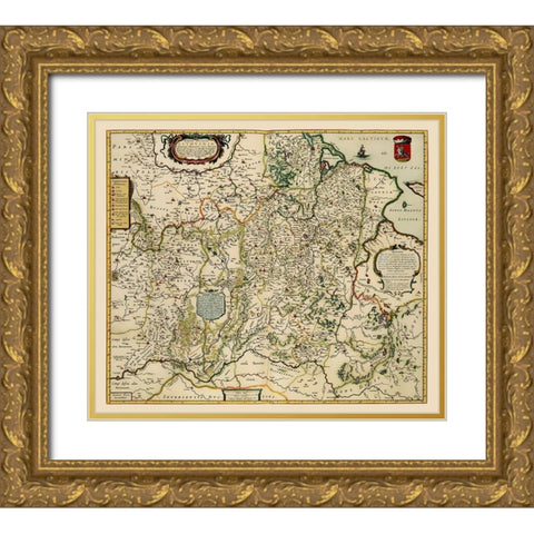 Eastern Europe Lithuania - Blaeu 1648 Gold Ornate Wood Framed Art Print with Double Matting by Blaeu