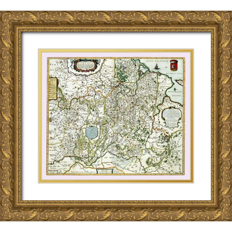Europe Lithuania - Blaeu 1665 Gold Ornate Wood Framed Art Print with Double Matting by Blaeu