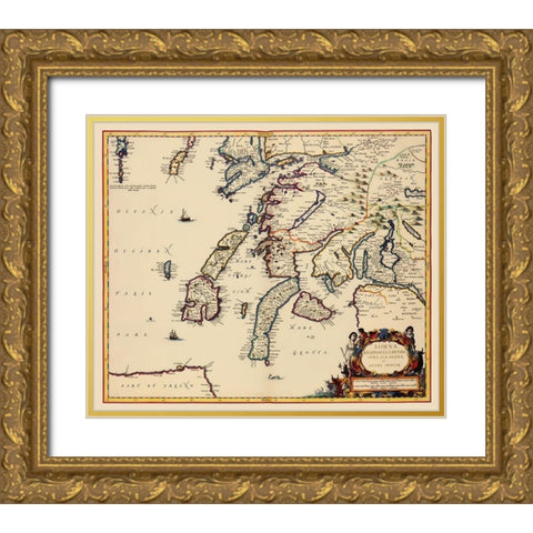Lorna Lorne Scotland - Blaeu 1654 Gold Ornate Wood Framed Art Print with Double Matting by Blaeu