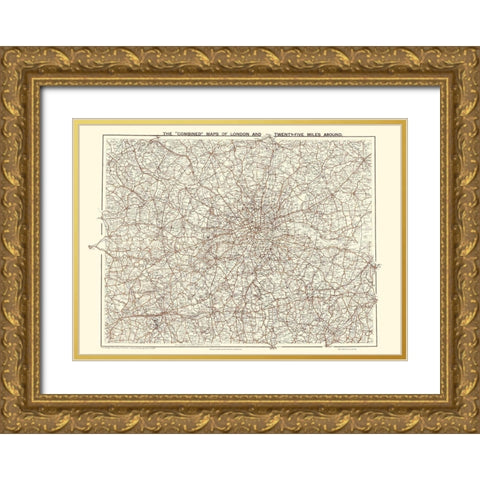 Leyton Leytonstone London UK - Bartholomew 1921 Gold Ornate Wood Framed Art Print with Double Matting by Bartholomew