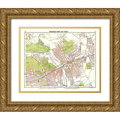 Wanstead Park Ilford London UK - Bartholomew 1921 Gold Ornate Wood Framed Art Print with Double Matting by Bartholomew
