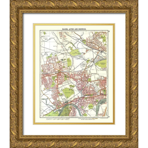 Ealing Action Chiswick London UK - Bartholomew Gold Ornate Wood Framed Art Print with Double Matting by Bartholomew