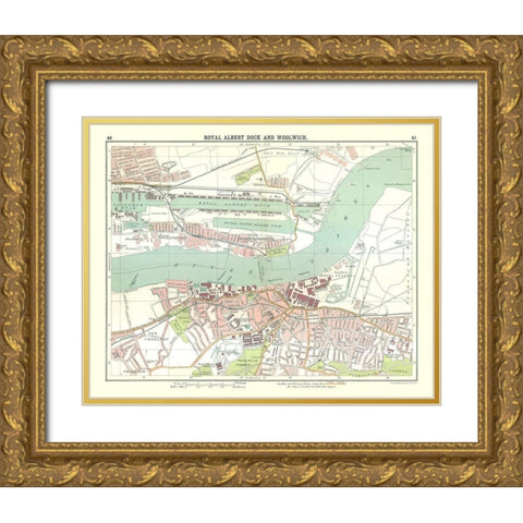 Royal Albert Dock Woolwich London UK Gold Ornate Wood Framed Art Print with Double Matting by Bartholomew