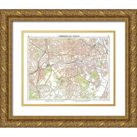 Camberwell Peckham London UK - Bartholomew 1921 Gold Ornate Wood Framed Art Print with Double Matting by Bartholomew