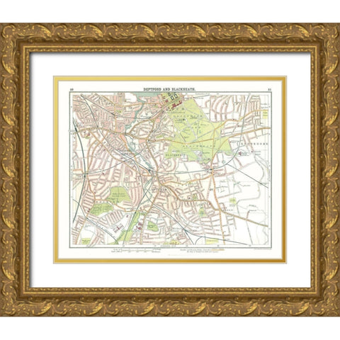 Deptford Blackheath London UK - Bartholomew 1921 Gold Ornate Wood Framed Art Print with Double Matting by Bartholomew