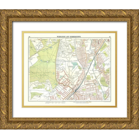 Wimbledon Summerstown London UK - Bartholomew 1921 Gold Ornate Wood Framed Art Print with Double Matting by Bartholomew
