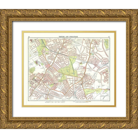 Tooting Streatham London UK - Bartholomew 1921 Gold Ornate Wood Framed Art Print with Double Matting by Bartholomew