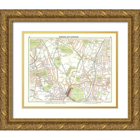 Norwood Sydenham London UK  - Bartholomew 1921 Gold Ornate Wood Framed Art Print with Double Matting by Bartholomew
