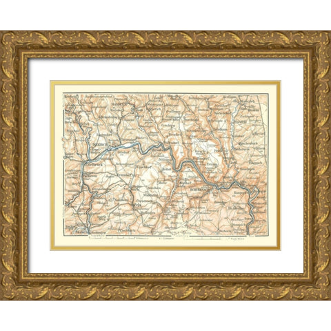 Echternach Luxembourg Europe - Baedeker 1910 Gold Ornate Wood Framed Art Print with Double Matting by Baedeker