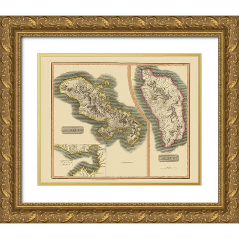 Caribbean Martinique Dominica France - Thomson Gold Ornate Wood Framed Art Print with Double Matting by Thomson