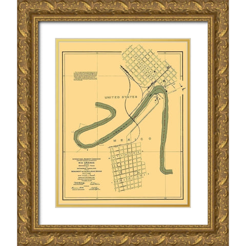 Rio Grande Border Matamoros Mexico United States Gold Ornate Wood Framed Art Print with Double Matting by Peters
