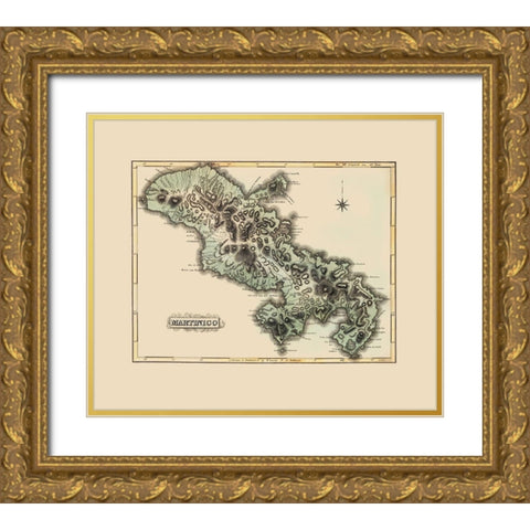 Caribbean Martinique - Lucas 1823 Gold Ornate Wood Framed Art Print with Double Matting by Lucas