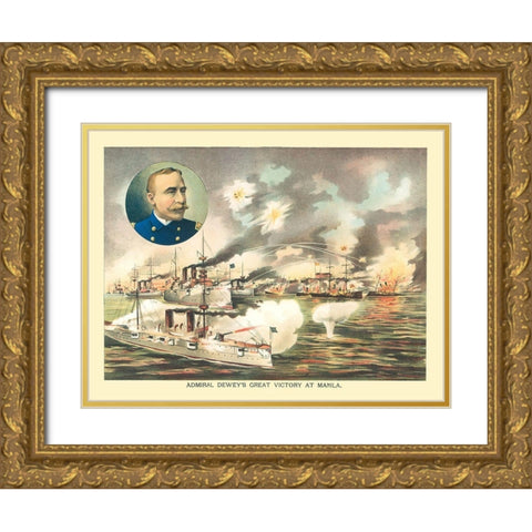 Spanish American War - Manila Philippines - 1898 Gold Ornate Wood Framed Art Print with Double Matting by UNKNOWN