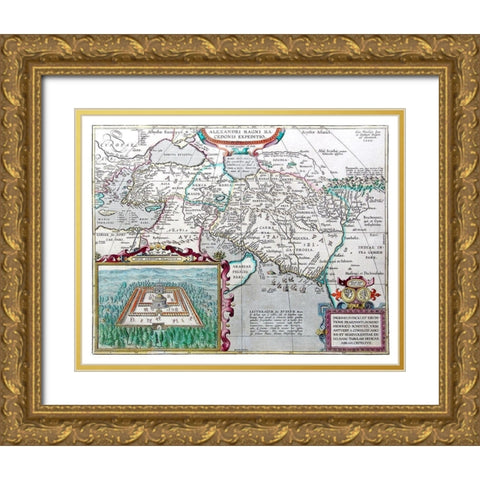 Macedonia Alexander the Great Greece Gold Ornate Wood Framed Art Print with Double Matting by Ortelius