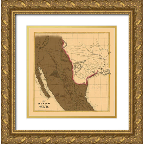 Mexican American War - Sinclair 1846 Gold Ornate Wood Framed Art Print with Double Matting by SINCLAIR