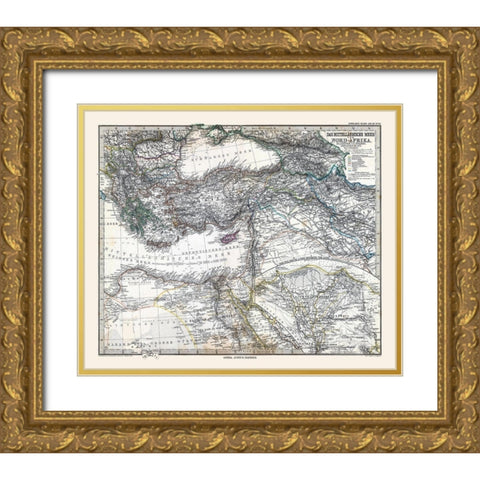 Eastern Mediterranean Sea North Africa Gold Ornate Wood Framed Art Print with Double Matting by Stieler