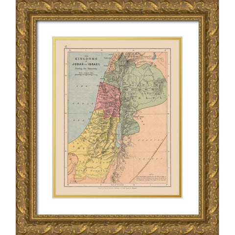 Kingdoms of Judah Israel Middle East - Case 1878 Gold Ornate Wood Framed Art Print with Double Matting by Case