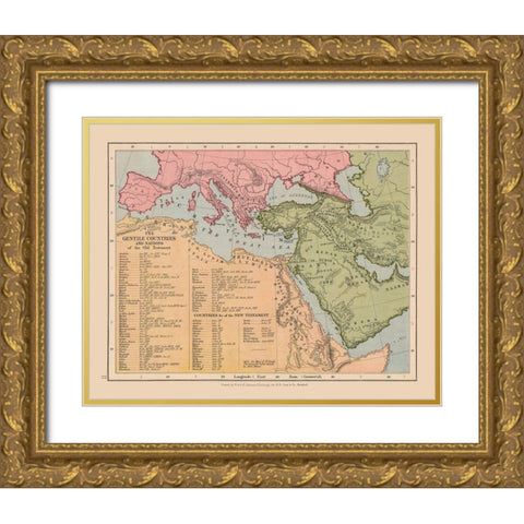 Gentile Countries Old Testament Middle East Gold Ornate Wood Framed Art Print with Double Matting by Case