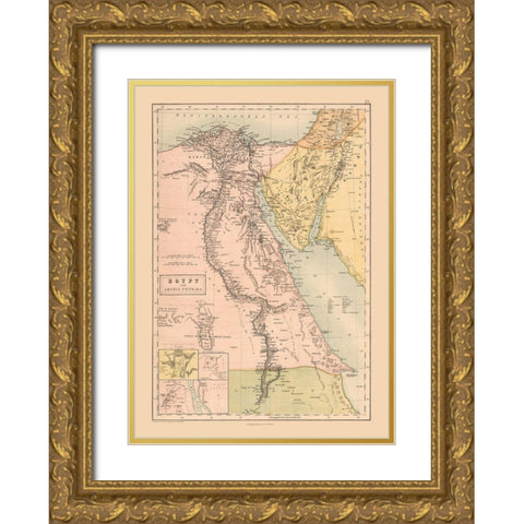 Middle East Egypt Arabia - Black 1867 Gold Ornate Wood Framed Art Print with Double Matting by Black
