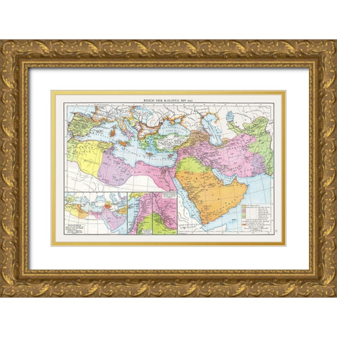 Middle East Caliphate to 945 - Droysen 1886 Gold Ornate Wood Framed Art Print with Double Matting by Droysen