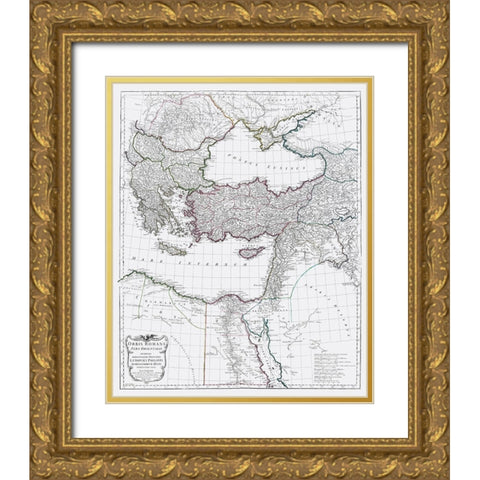 Ancient Middle East Greece Turkey Syria Gold Ornate Wood Framed Art Print with Double Matting by D''Anville